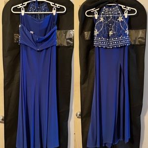 Blue Two Piece Prom Dress
